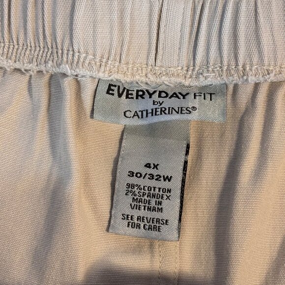 Catherine's Everyday Fit Women's 4X Stretch Cotton Shorts Elastic Waist In Beige - Picture 3 of 12